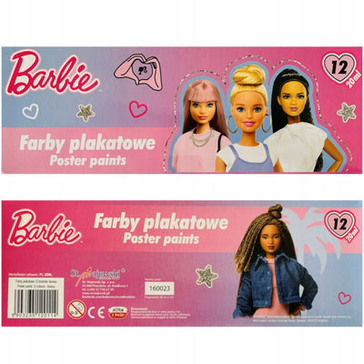 Zabawka FARBY PLAKATOWE SZKOLNE KOLOROWE BARBIE 12 SZTUK - kolekcjonerska premium zabawki Aseo dla dzieci