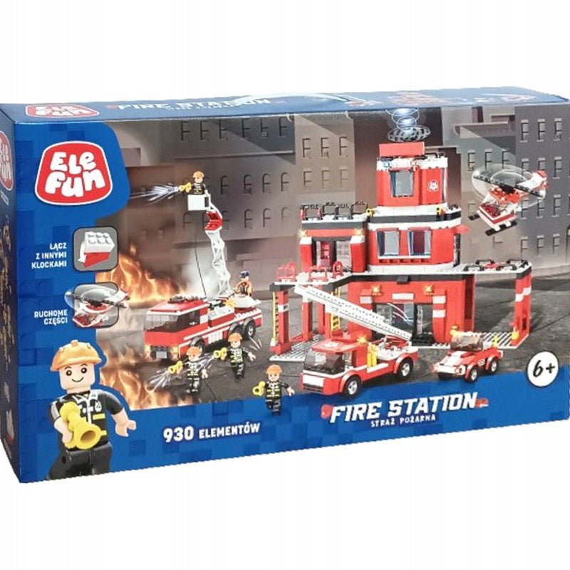 Zabawka KLOCKI ELEFUN FIRE STATION STRAŻ POŻARNA J5766A - kolekcjonerska premium zabawki Aseo dla dzieci