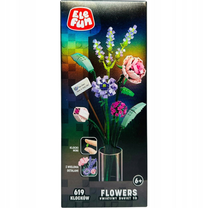 KLOCKI ELEFUN FLOWERS KWIATOWY BUKIET 3D - widok 2 opakowania szczegoly zabawka kolekcja