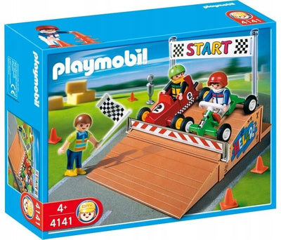 Zabawka KLOCKI PLAYMOBIL CITY WYŚCIGI GOKARTÓW RAMPA 4141 - kolekcjonerska premium zabawki Aseo dla dzieci