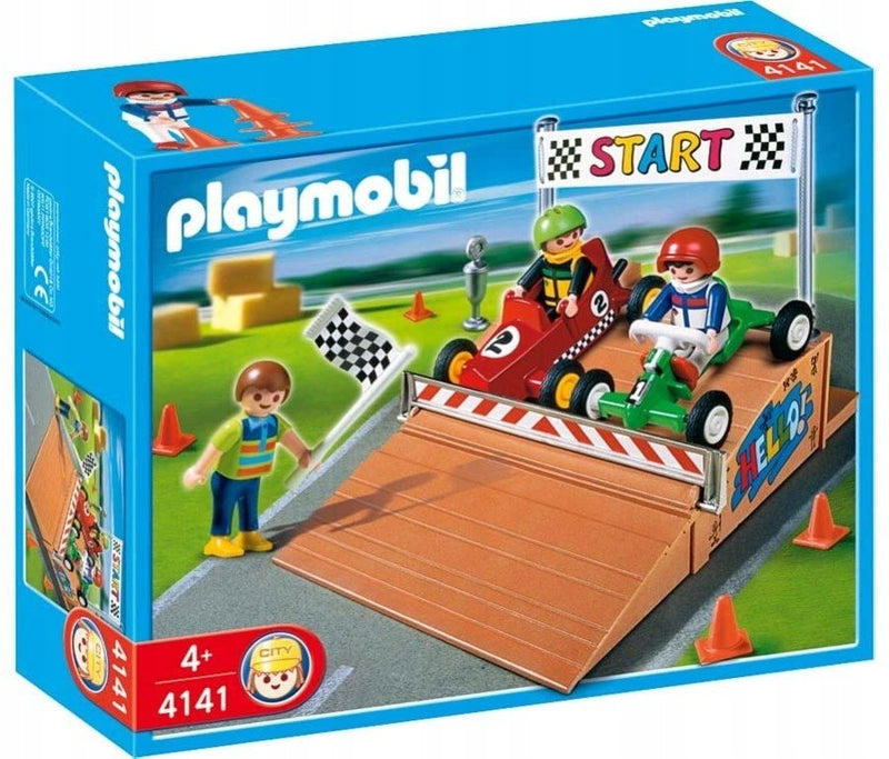 Zabawka KLOCKI PLAYMOBIL CITY WYŚCIGI GOKARTÓW RAMPA 4141 - kolekcjonerska premium zabawki Aseo dla dzieci