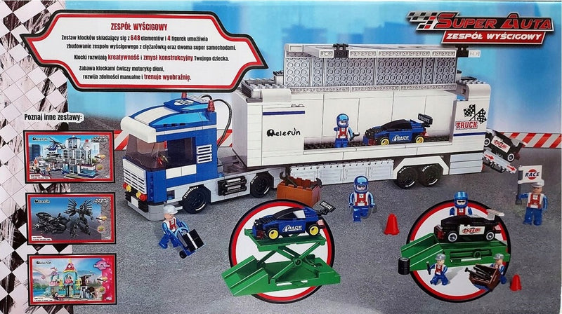 ELEFUN SUPER AUTA ZESPÓŁ WYŚCIGOWY TIR J - widok 2 opakowania szczegoly zabawka kolekcja