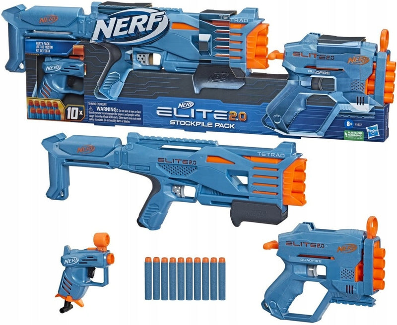Zabawka NERF ELITE 2.0 STOCKPILE PACK TETRAD QUADFIRE 3PAK - kolekcjonerska premium zabawki Aseo dla dzieci