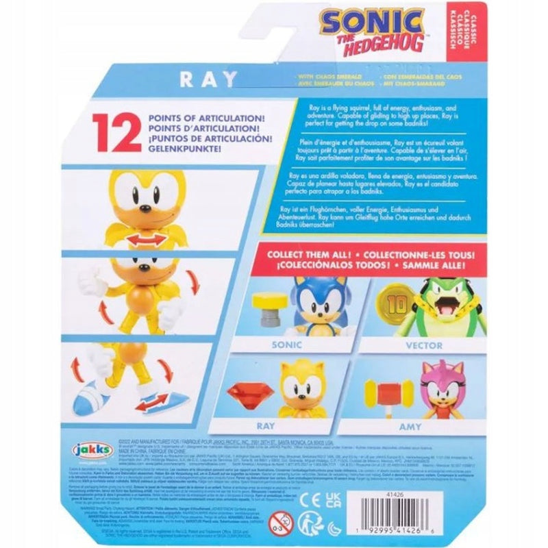 SONIC THE HEDGEHOG CLASSIC RAY 10cm + SZ - widok 6 opakowania szczegoly zabawka kolekcja