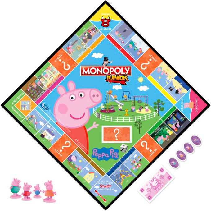 MONOPOLY JUNIOR ŚWINKA PEPPA GRA HASBRO  - widok 3 opakowania szczegoly zabawka kolekcja