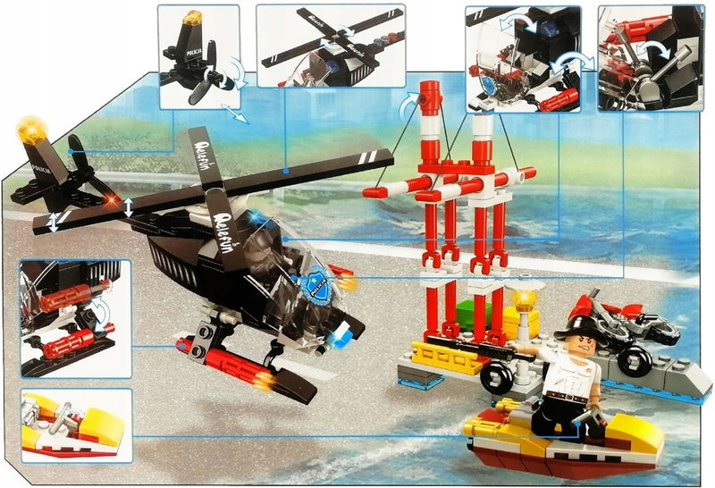 ELEFUN KLOCKI POLICJA HELIKOPTER POLICYJ - widok 2 opakowania szczegoly zabawka kolekcja