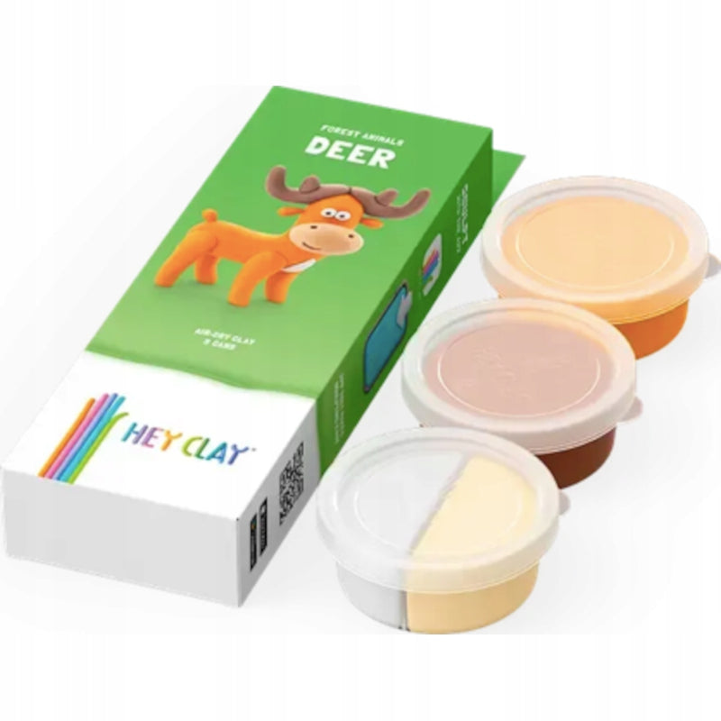 HEY CLAY FOREST ANIMALS DEER 3 TUBKI - widok 2 opakowania szczegoly zabawka kolekcja