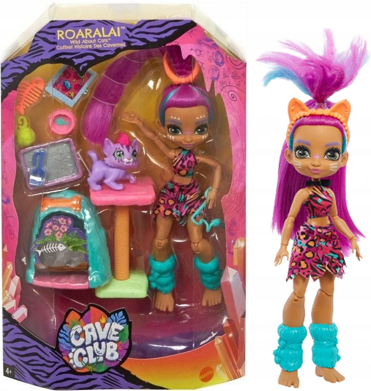 Zabawka LALKA CAVE CLUB ROARALAI ZESTAW KOCIA MAMA MATTEL - kolekcjonerska premium zabawki Aseo dla dzieci