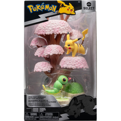 Pokemon Select Wiosenne Leśne Środowisko Las Drzewo Pikachu + Caterpie