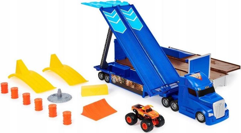 MONSTER JAM TRANSPORTER CIĘŻARÓWKA + EL  - widok 5 opakowania szczegoly zabawka kolekcja