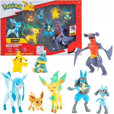 Zabawka POKEMON 8-PAK GARCHOMP LUCARIO LEAFEON GLACEON RIO - kolekcjonerska premium zabawki Aseo dla dzieci