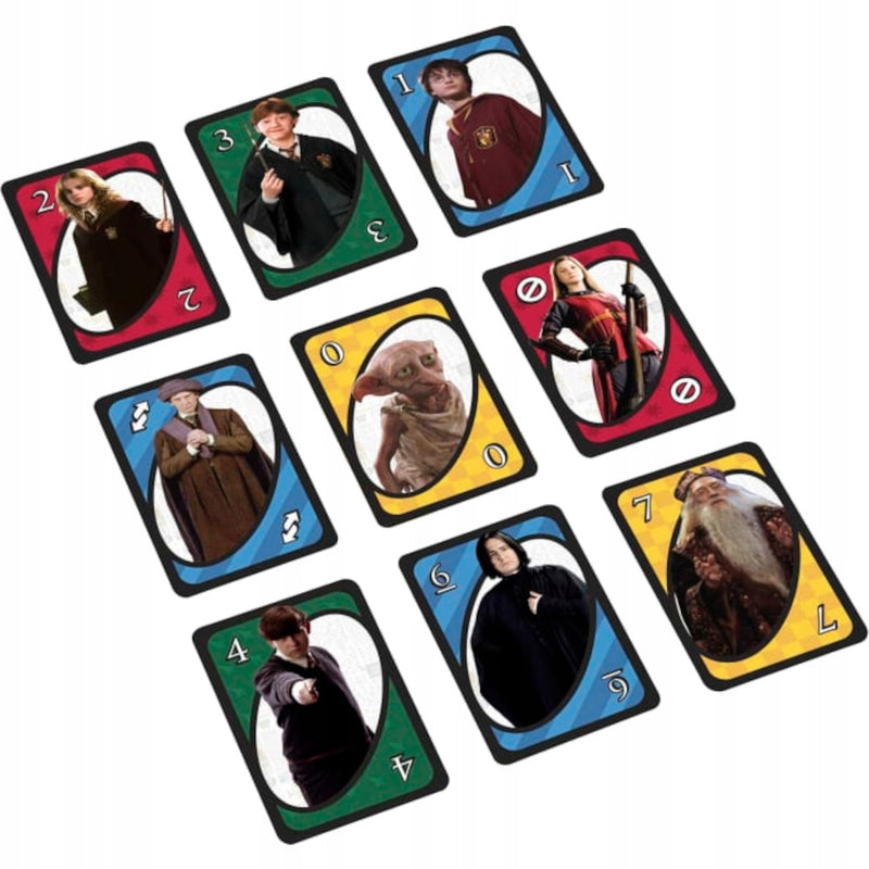 GRA KARCIANA UNO HARRY POTTER MATTEL GAM - widok 4 opakowania szczegoly zabawka kolekcja