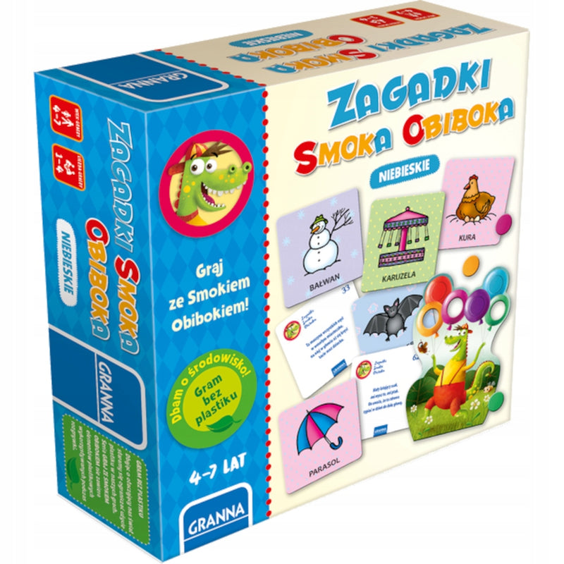 Zabawka ZAGADKI SMOKA OBIBOKA NIEBIESKIE GRA KARCIANA RODZ - kolekcjonerska premium zabawki Aseo dla dzieci