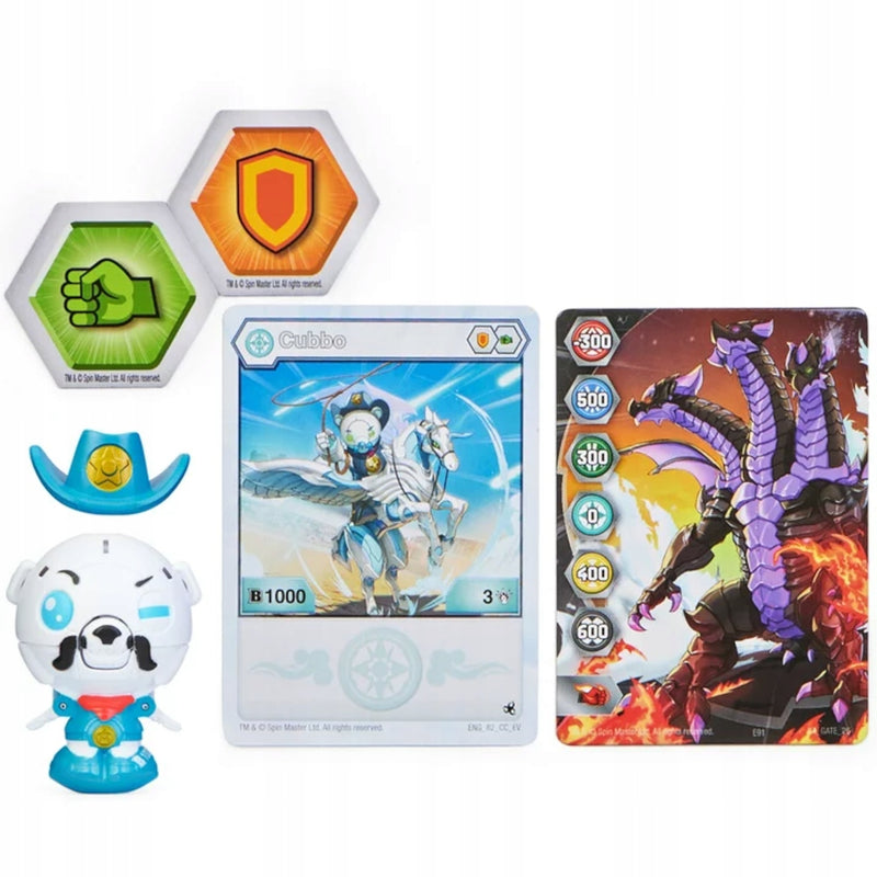 BAKUGAN BIAŁY HAOS SHERIFF CUBBO SPIN MA - widok 3 opakowania szczegoly zabawka kolekcja