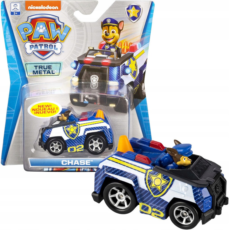 Zabawka PSI PATROL RADIOWÓZ CHASE POJAZD METALOWY AUTKO - kolekcjonerska premium zabawki Aseo dla dzieci