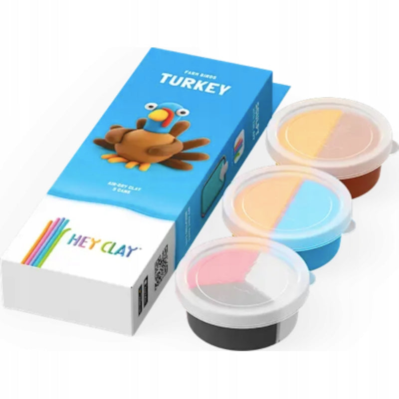 HEY CLAY FARM BIRDS TURKEY 3 TUBKI - widok 2 opakowania szczegoly zabawka kolekcja collectible