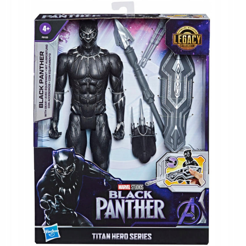 Zabawka MARVEL TITAN HERO SERIES BLACK PANTHER + BROŃ - kolekcjonerska premium zabawki Aseo dla dzieci
