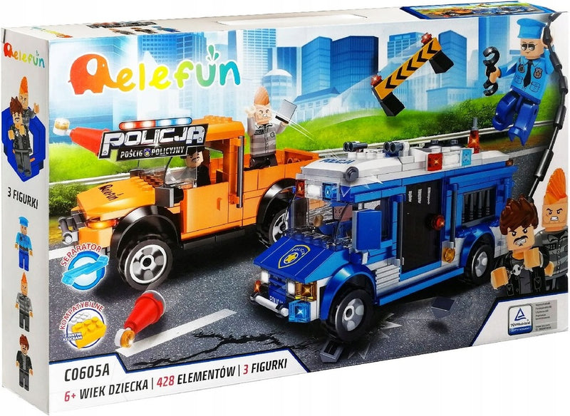 Zabawka ELEFUN KLOCKI POLICJA POŚCIG POLICYJNY C0605A - kolekcjonerska premium zabawki Aseo dla dzieci