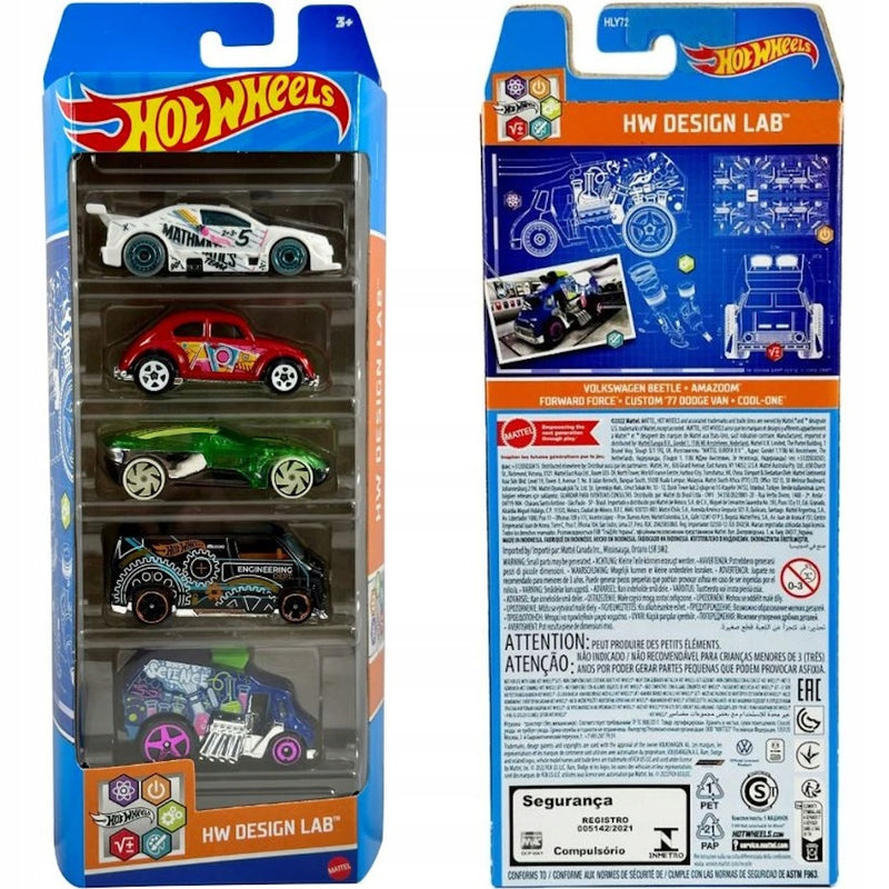 Zabawka HOT WHEELS HW DESIGN LAB 5-PAK ZESTAW MATTEL HLY72 - kolekcjonerska premium zabawki Aseo dla dzieci