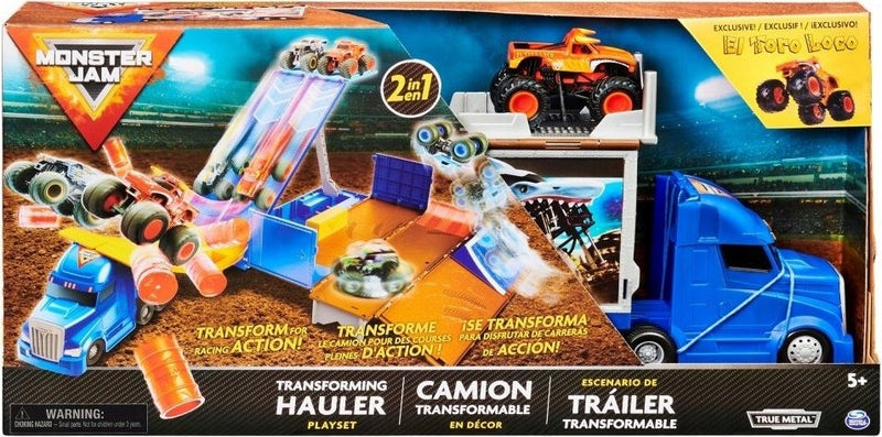 MONSTER JAM TRANSPORTER CIĘŻARÓWKA + EL  - widok 2 opakowania szczegoly zabawka kolekcja