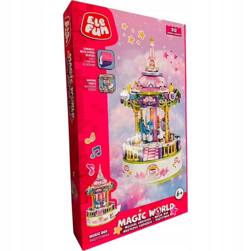 Zabawka KLOCKI ELEFUN MAGIC WORLD MUSICAL CAROUSEL MUSIC B - kolekcjonerska premium zabawki Aseo dla dzieci