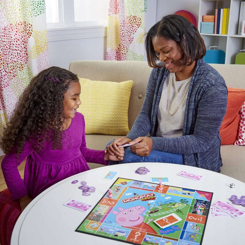 MONOPOLY JUNIOR ŚWINKA PEPPA GRA HASBRO  - widok 10 opakowania szczegoly zabawka kolekcja