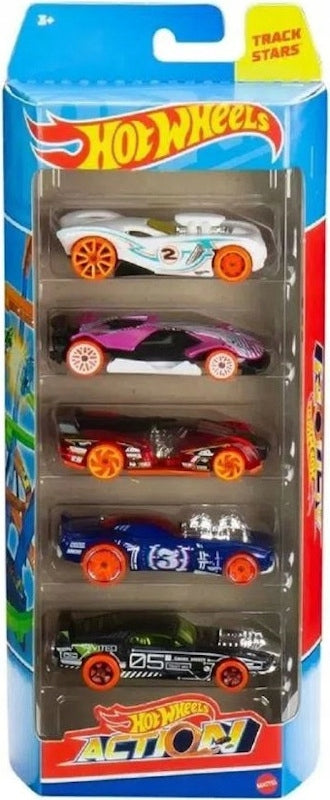 HOT WHEELS ACTION ZESTAW AUTEK 5-PAK MAT - widok 2 opakowania szczegoly zabawka kolekcja