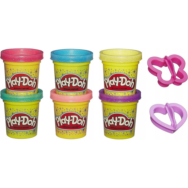 PLAY-DOH SPARKLE BŁYSZCZĄCA CIASTOLINA Z - widok 3 opakowania szczegoly zabawka kolekcja