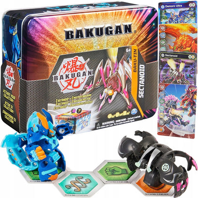 Zabawka BAKUGAN BAKU-TIN PUSZKA KOLEKCJONERA + DARKUS SECT - kolekcjonerska premium zabawki Aseo dla dzieci