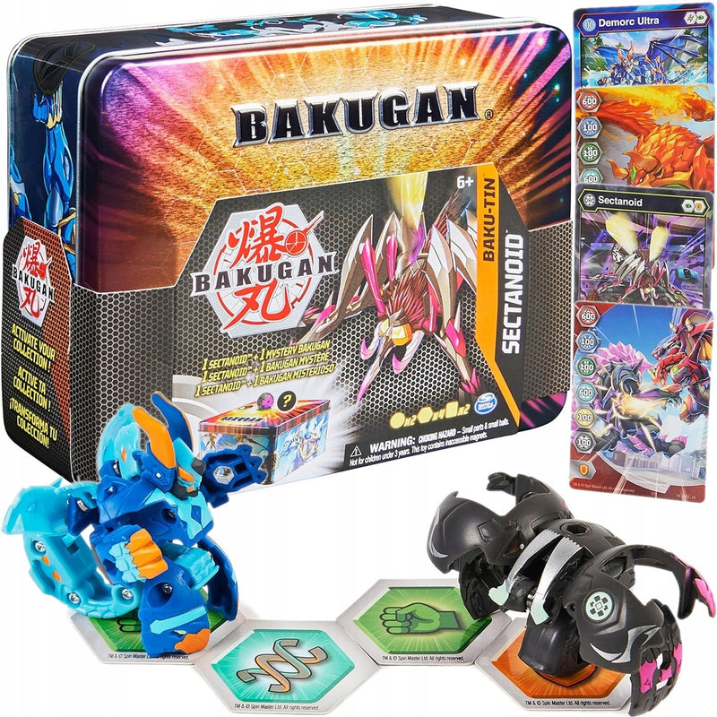 Zabawka BAKUGAN BAKU-TIN PUSZKA KOLEKCJONERA + DARKUS SECT - kolekcjonerska premium zabawki Aseo dla dzieci