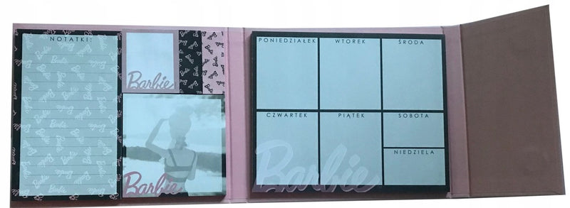 NOTES PLANER KARTECZKI ZAKAŁADKI BARBIE - widok 3 opakowania szczegoly zabawka kolekcja