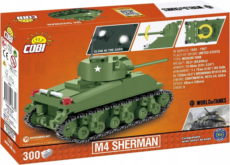 COBI WORLD OF TANKS CZOŁG M4 SHERMAN 306 - widok 2 opakowania szczegoly zabawka kolekcja