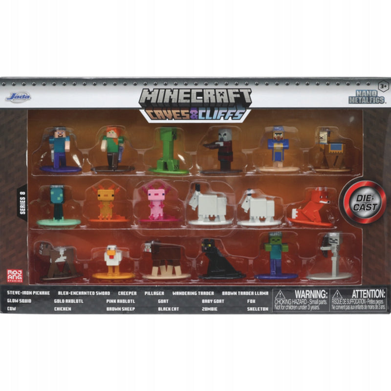 Zabawka MINECRAFT CAVES & CLIFFS ZESTAW 18 FIGUREK METALOW - kolekcjonerska premium zabawki Aseo dla dzieci