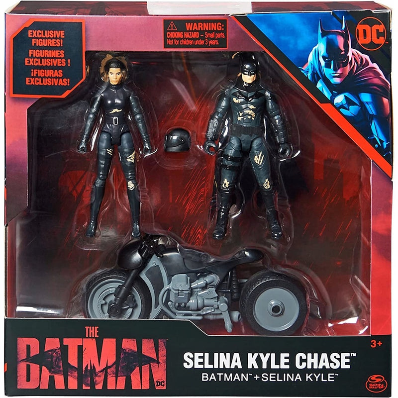 DC THE MOVIE BATMAN + SELINA KYLE + MOTO - widok 2 opakowania szczegoly zabawka kolekcja