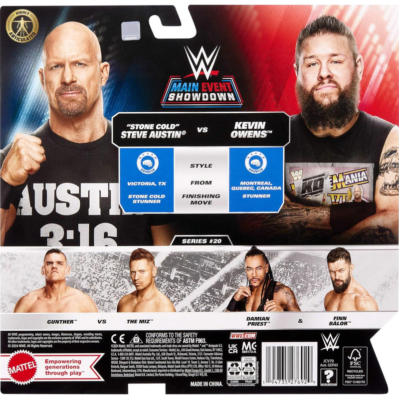 WWE MAIN EVENT SHOWDOWN 2-PAK KEVIN OWEN - widok 2 Mattel opakowanie szczegoly collectible