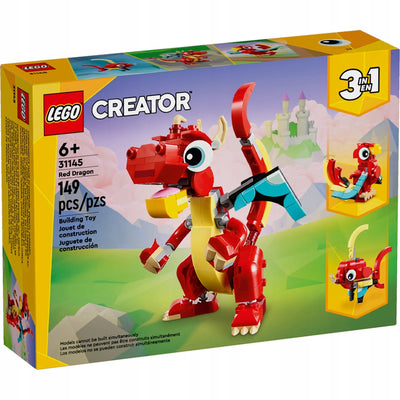 Zabawka LEGO CREATOR ORYGINALNY ZESTAW KLOCKÓW 3w1 CZERWON - kolekcjonerska premium zabawki Aseo dla dzieci