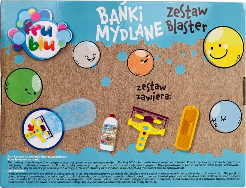 FRU BLU BAŃKI MYDLANE ZESTAW BLASTER PŁY - widok 3 opakowania szczegoly zabawka kolekcja