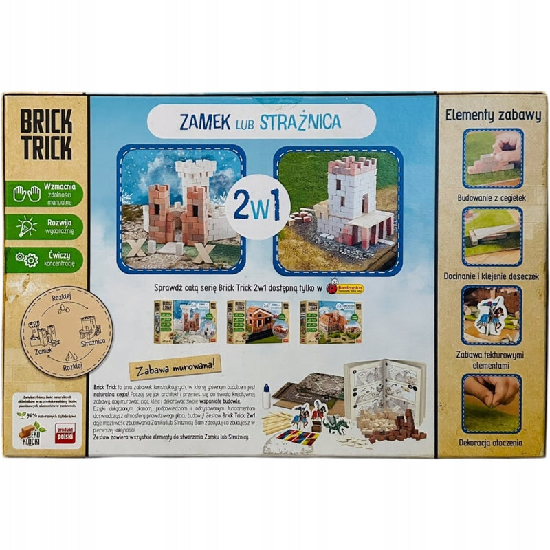 BRICK TRICK 2W1 ZAMEK LUB STRAŻNICA BUDU - widok 4 opakowania szczegoly zabawka kolekcja