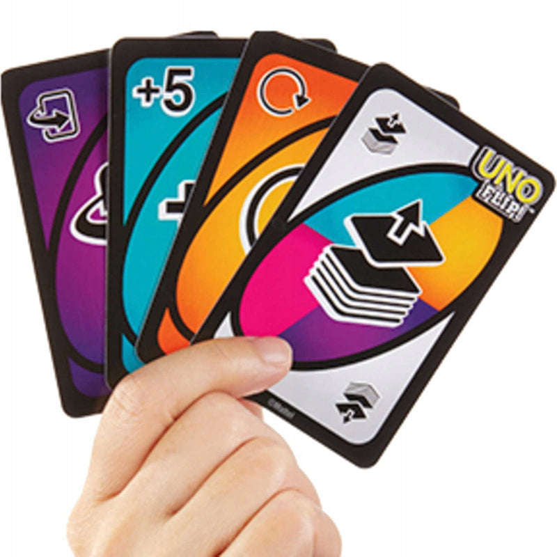 GRA KARCIANA UNOFLIP! MATTEL GAMES GRA L - widok 4 opakowania szczegoly zabawka kolekcja