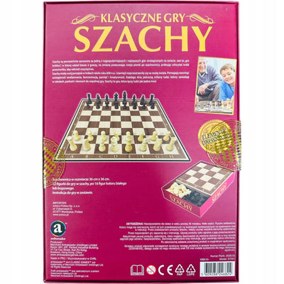 KLASYCZNE GRY SZACHY CHESS DREWNIANE AMB - widok 2 opakowania szczegoly zabawka kolekcja