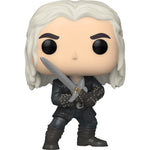 Funko POP Television Witcher Geralt 1385 - tył opakowania - White Wolf z mieczem Netflix fantasy