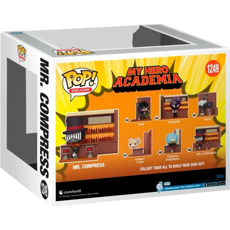 Funko POP MHA Mr. Compress Deluxe 1249 - tył pudełka - villain Liga Złoczyńców exclusive