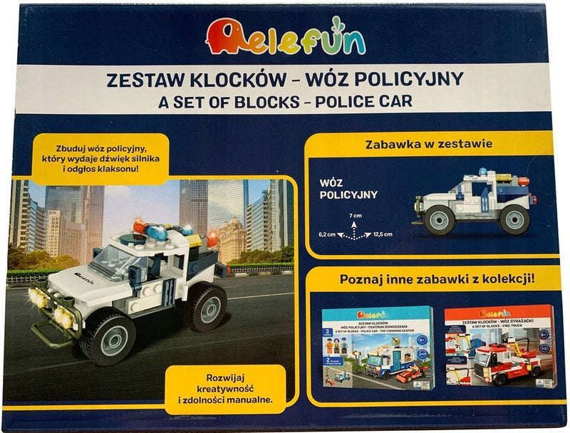 ELEFUN ZESTAW KLOCKÓW - WÓZ POLICYJNY 99 - widok 2 opakowania szczegoly zabawka kolekcja