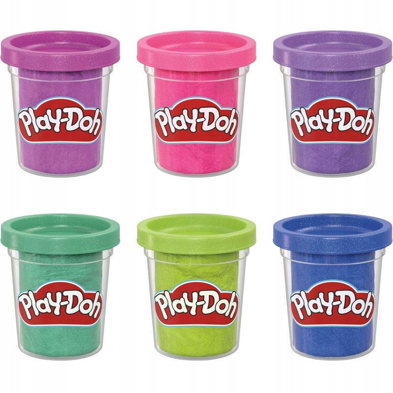 PLAY-DOH SPARKLE BŁYSZCZĄCA CIASTOLINA Z - widok 3 opakowania szczegoly zabawka kolekcja