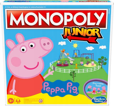 Zabawka MONOPOLY JUNIOR ŚWINKA PEPPA GRA HASBRO F1656 - kolekcjonerska premium zabawki Aseo dla dzieci