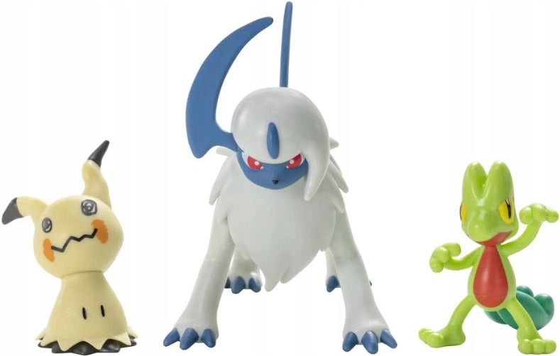 POKEMON FIGURKI 3-PAK TREECKO + MIMIKYU  - widok 2 opakowania szczegoly zabawka kolekcja