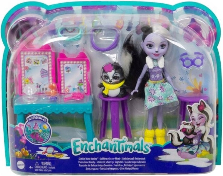Zabawka ENCHANTIMALS TOALETKA SAGE SKUNK + SKUNKS CAPER - kolekcjonerska premium zabawki Aseo dla dzieci
