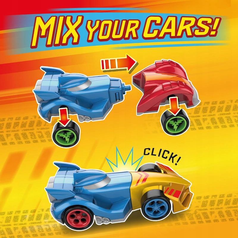 T-RACERS 2.0 MIX 'N RACE MAGIC BOX CRAZY - widok 3 opakowania szczegoly zabawka kolekcja