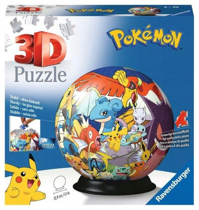 Zabawka KULA POKEMON ZE WZOREM PUZZLE 3D RAVENSBURGER 72el - kolekcjonerska premium zabawki Aseo dla dzieci