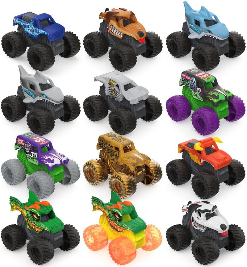 MONSTER JAM TRUCK 1:87 AUTO SASZETKA NIE - widok 4 opakowania szczegoly zabawka kolekcja